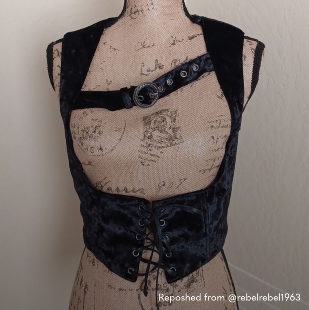 Widow Black Velvet Corset Top